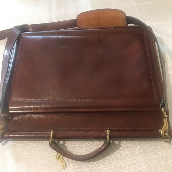 Jack George cognac color Leather Adjustable Strap Crossbody Briefcase - Picture 12 of 16